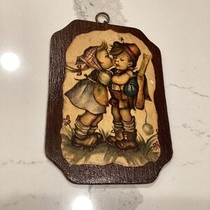 Vtg MJ Hummel Little Girl and Boy Kissing Print